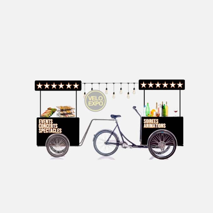 Velo-triporteur-cargo-foodbike-foodtruck - vélo triporteur pour animation à vélo et activation street marketing à vélo publicitaire | Velo Expo