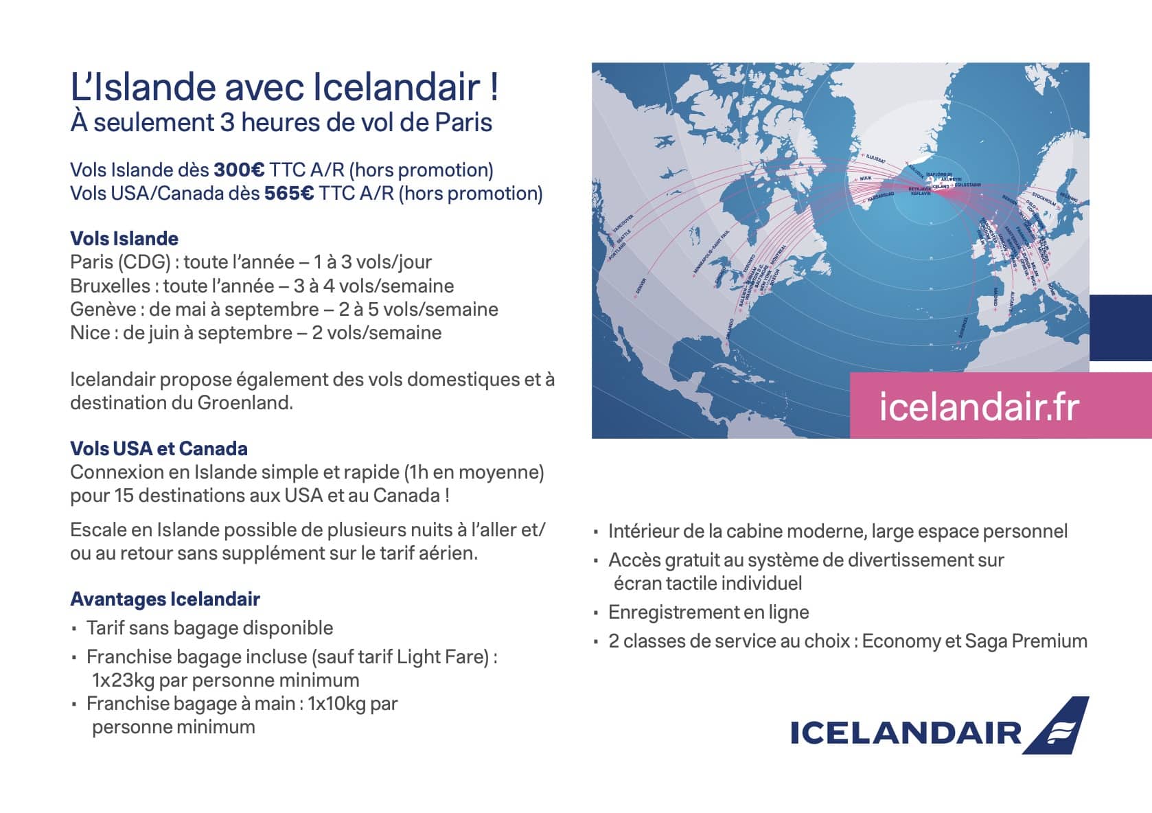 Carte a Voyager Icelandair - face B